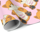 Fox Baby Dusche Pink Geschenkpapier (Rolleneckpunkt)