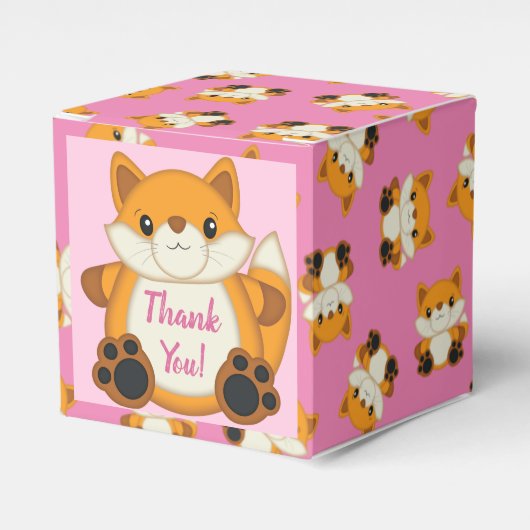 Fox Baby Dusche Pink Geschenkschachtel (Vorderseite)