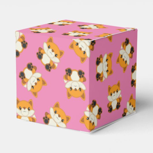 Fox Baby Dusche Pink Geschenkschachtel (Rückseite)