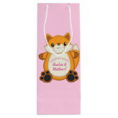 Fox Baby Dusche Pink Geschenktüte Für Weinflaschen (Rückseite)