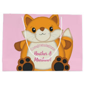 Fox Baby Dusche Pink Große Geschenktüte (Rückseite)
