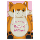 Fox Baby Dusche Pink Mittlere Geschenktüte (Rückseite)