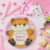 Fox Baby Dusche Pink Pappteller (Party)