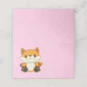 Fox Baby Dusche Pink Platzkarte (Außenseite Aufgefaltet)