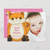 Fox Baby Dusche Pink Postkarte (Vorne/Hinten)