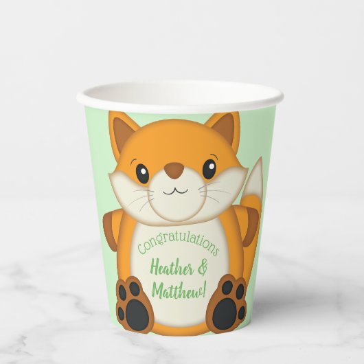 Fox Baby Dusche Woodland Animal Pappbecher (Vorderseite)