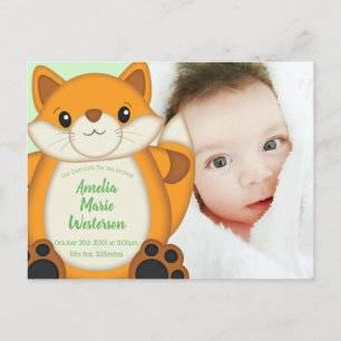 Fox Baby Dusche Woodland Animal Postkarte