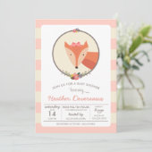Fox Baby Girl Babydusche Einladung (Stehend Vorderseite)