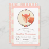 Fox Baby Girl Babydusche Einladung (Vorne/Hinten)