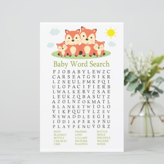 Fox Baby Shooter Word Search Game (Stehend Vorderseite)