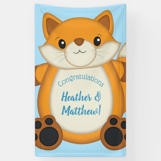 Fox Baby Shower Blue Banner (Vertikal)