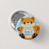 Fox Baby Shower Blue Button (Vorne & Hinten)