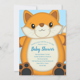 Fox Baby Shower Blue Einladung