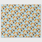 Fox Baby Shower Blue Geschenkpapier (Flach)