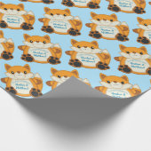 Fox Baby Shower Blue Geschenkpapier (Ecke)