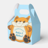 Fox Baby Shower Blue Geschenkschachtel (Rückseite)