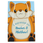 Fox Baby Shower Blue Mittlere Geschenktüte (Vorderseite)