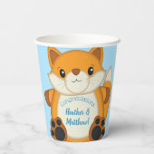 Fox Baby Shower Blue Pappbecher (Rückseite)