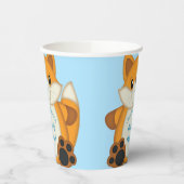 Fox Baby Shower Blue Pappbecher (Links)