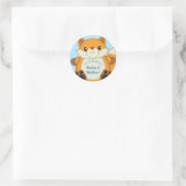 Fox Baby Shower Blue Runder Aufkleber (Tasche)
