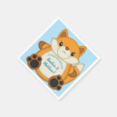 Fox Baby Shower Blue Serviette (Ecke)