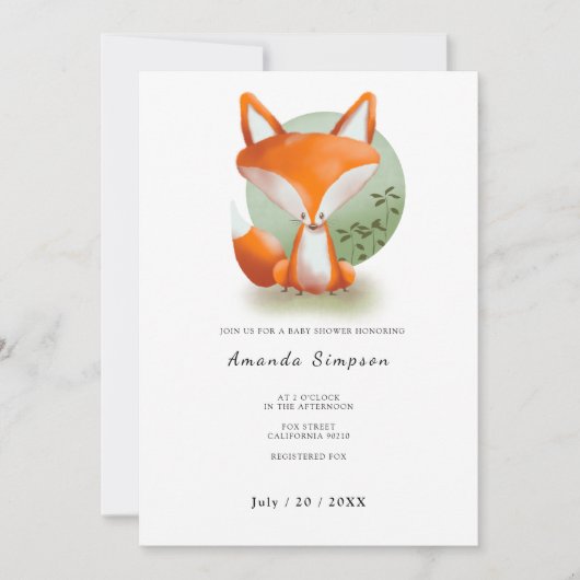 Fox Baby Shower Einladung (Vorderseite)
