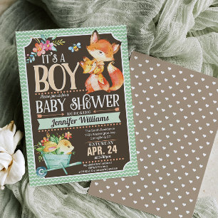 Fox Baby Shower Einladung, Woodland Boy Einladung