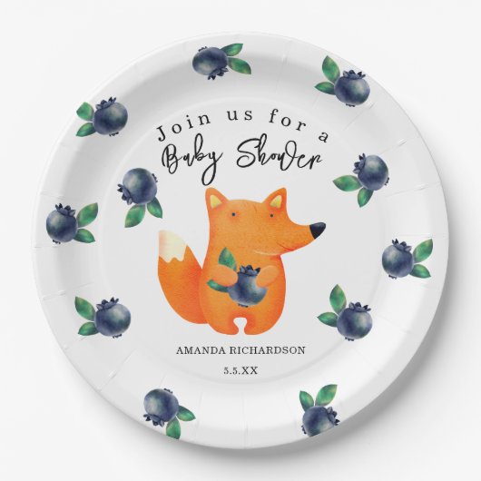 Fox Baby Shower Pappteller (Vorderseite)