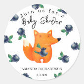 Fox Baby Shower Runder Aufkleber (Vorderseite)