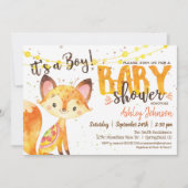 Fox Baby Shower Woodland Einladung Boy (Vorderseite)