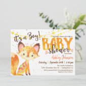 Fox Baby Shower Woodland Einladung Boy (Stehend Vorderseite)
