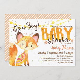 Fox Baby Shower Woodland Einladung Boy