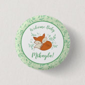 Fox Baby Shower Woodland Tiere Button (Vorderseite)