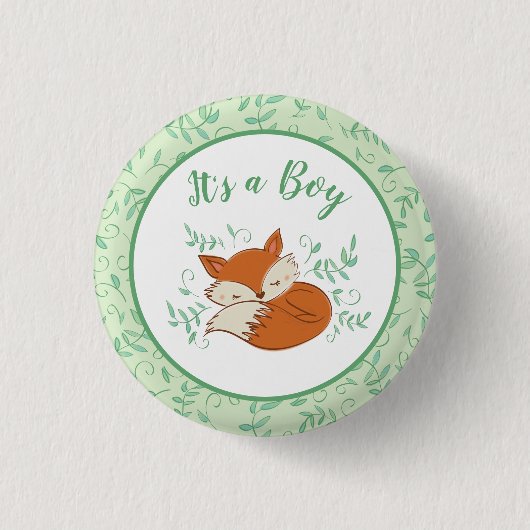 Fox Baby Shower Woodland Tiere Button (Vorderseite)