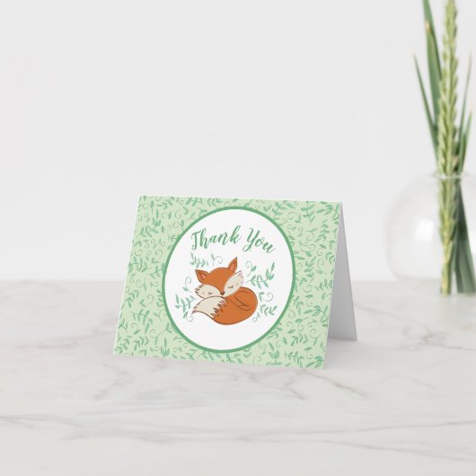 Fox Baby Shower Woodland Tiere Dankeskarte (Vorderseite)