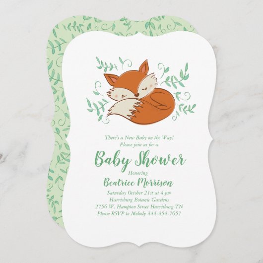 Fox Baby Shower Woodland Tiere Einladung (Vorne/Hinten)