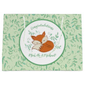 Fox Baby Shower Woodland Tiere Große Geschenktüte (Vorderseite)