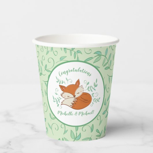 Fox Baby Shower Woodland Tiere Pappbecher (Vorderseite)