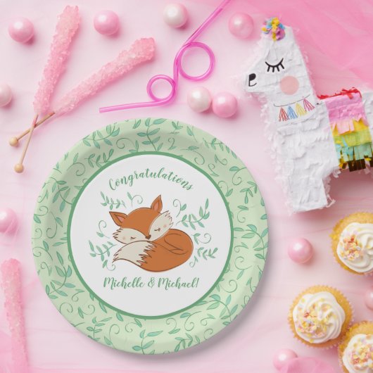 Fox Baby Shower Woodland Tiere Pappteller (Party)