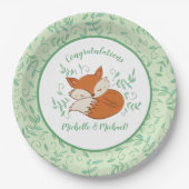 Fox Baby Shower Woodland Tiere Pappteller (Vorderseite)