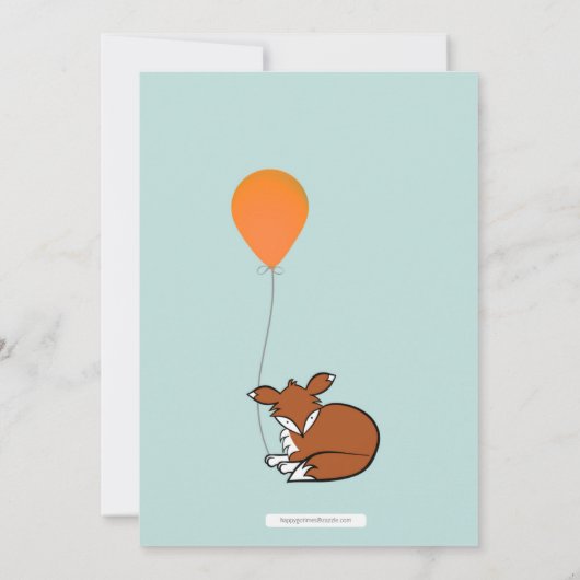 Fox Balloon und Birch Woodland Babydusche Einladung (Rückseite)