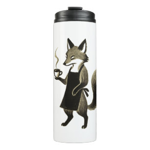 Fox Barista - Minimalistische Tinte - Kaffeepause Thermosbecher