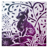 Fox Batik Modernes Lila Schnee Winterwald Fliese (Vorderseite)