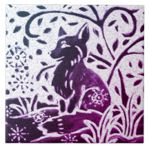 Fox Batik Modernes Lila Schnee Winterwald