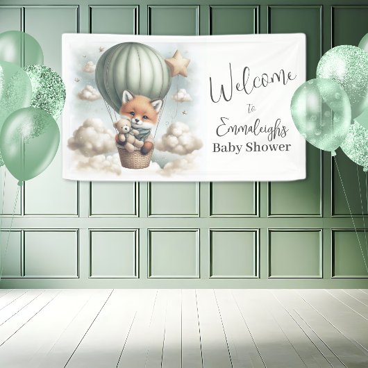 Fox Bear Adventure Balloon Baby Shower Welcome Banner