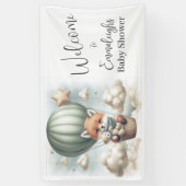 Fox Bear Adventure Balloon Baby Shower Welcome Banner (Vertikal)