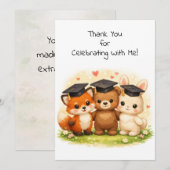 Fox Bear Bunny Preschool Kindergarten Graduation  Dankeskarte (Vorne/Hinten)