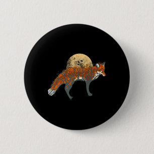 Fox Beautiful Animal Fall Tree Forest Vintag Fox Button