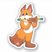 Fox bei Musik mit Flute.PNG Aufkleber (Vorderseite)