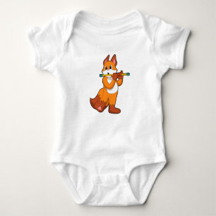 Fox bei Musik mit Flute.PNG Baby Strampler